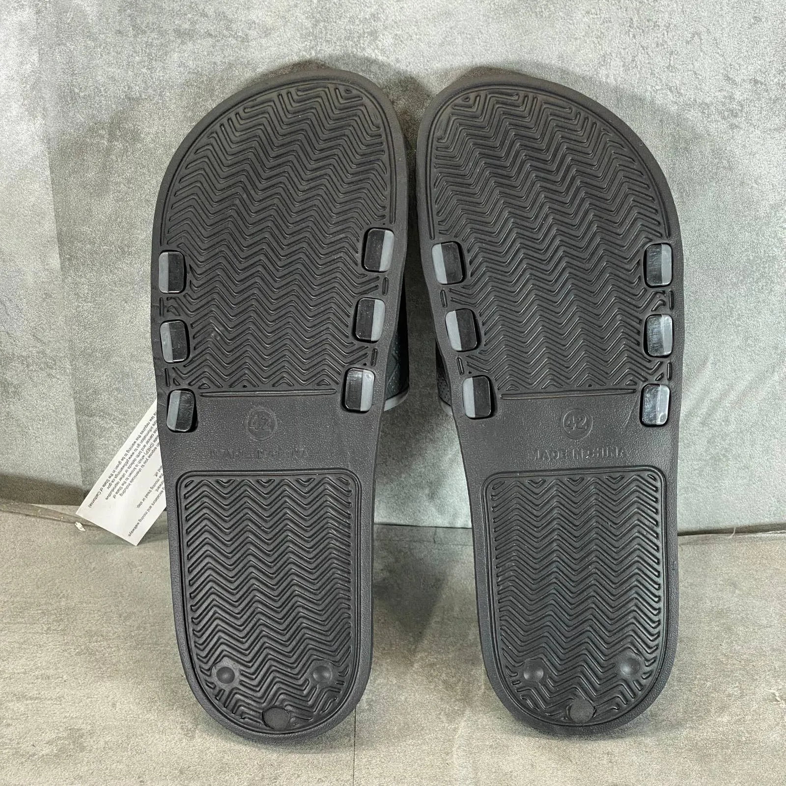 AKADEMIKS Men's Black Faux-Leather Comfort Side Stripe Slide Sandals SZ 9