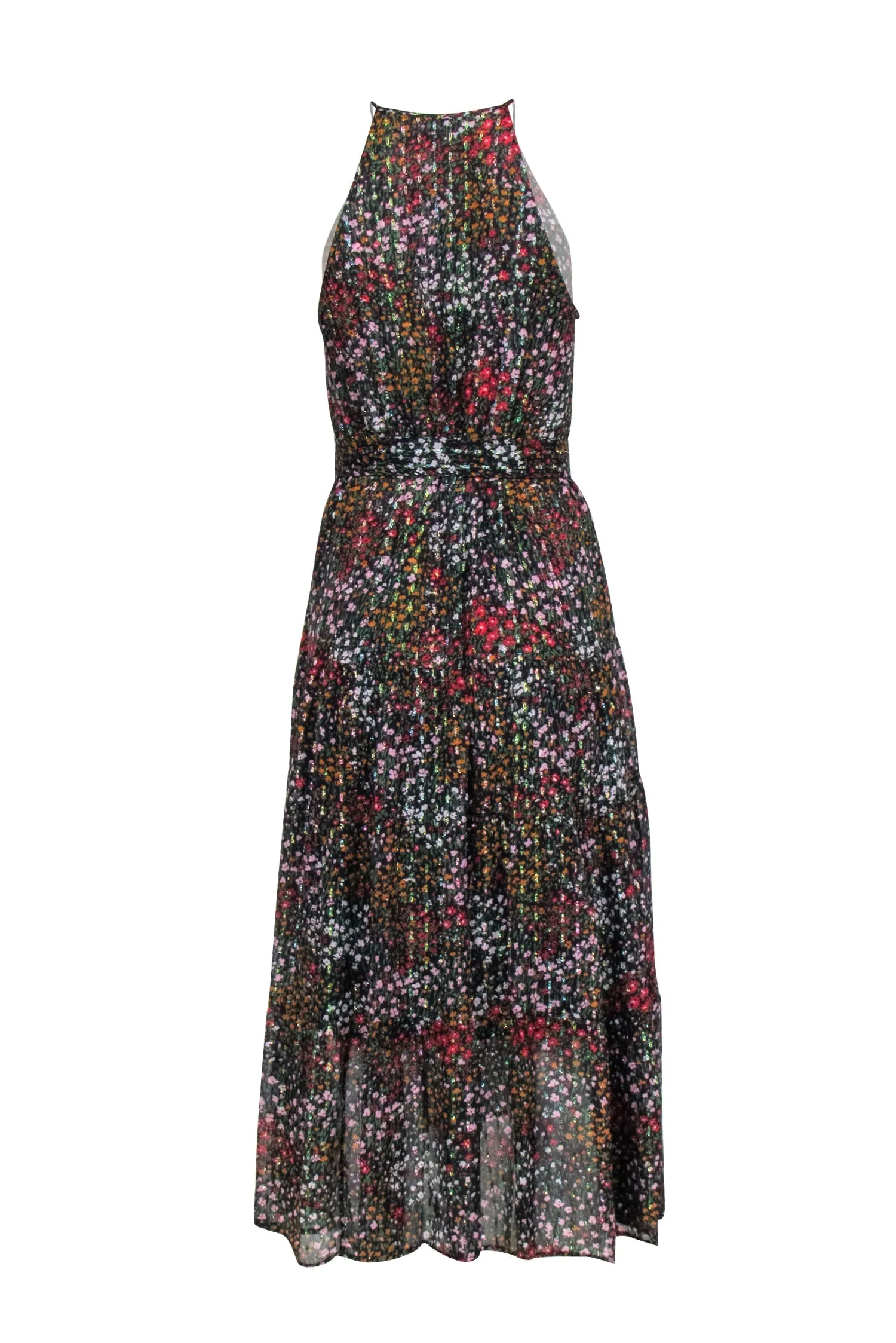 A.L.C. - Black w/ Multi Color Floral Print Maxi Dress Sz 4