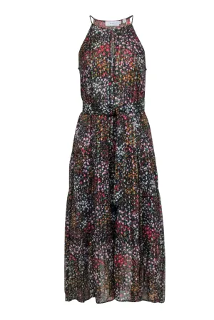 A.L.C. - Black w/ Multi Color Floral Print Maxi Dress Sz 4
