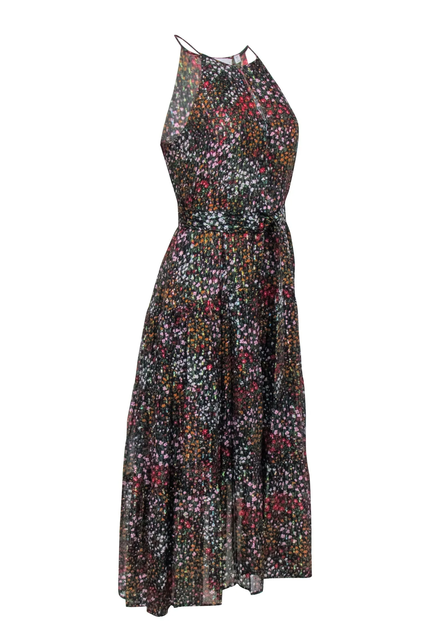 A.L.C. - Black w/ Multi Color Floral Print Maxi Dress Sz 4