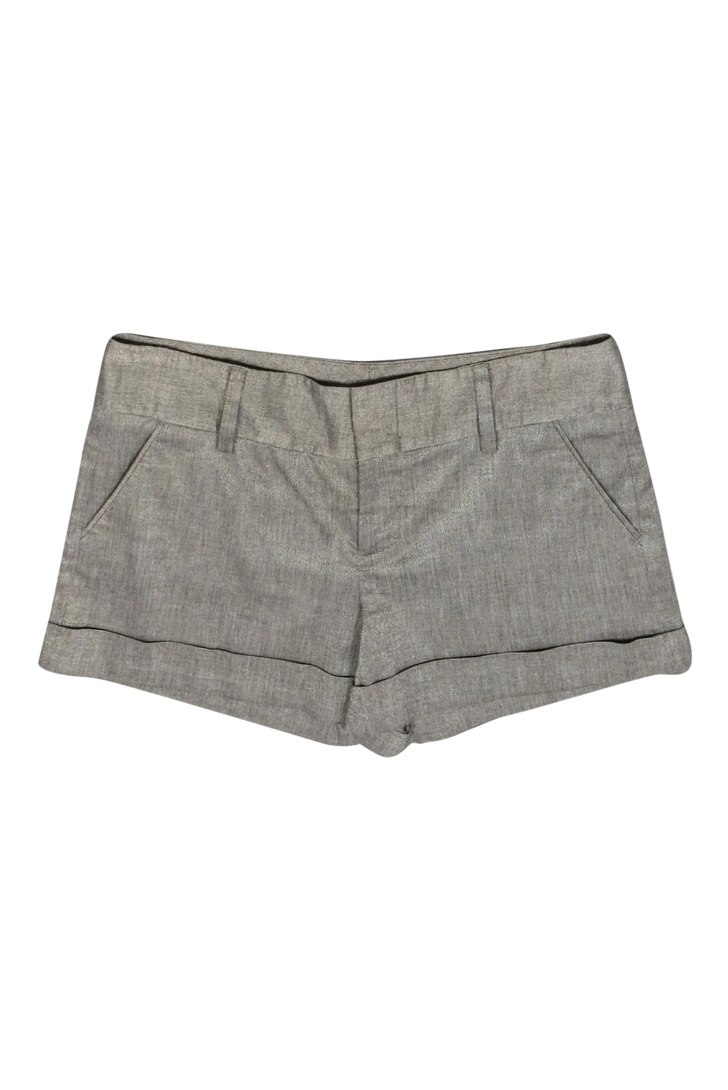 Alice & Olivia - Grey Metallic Mid Rise Shorts Sz 10