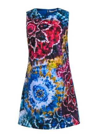 Alice & Olivia - Multicolor Tie-Dye Print Sleeveless Shift Dress Sz 6