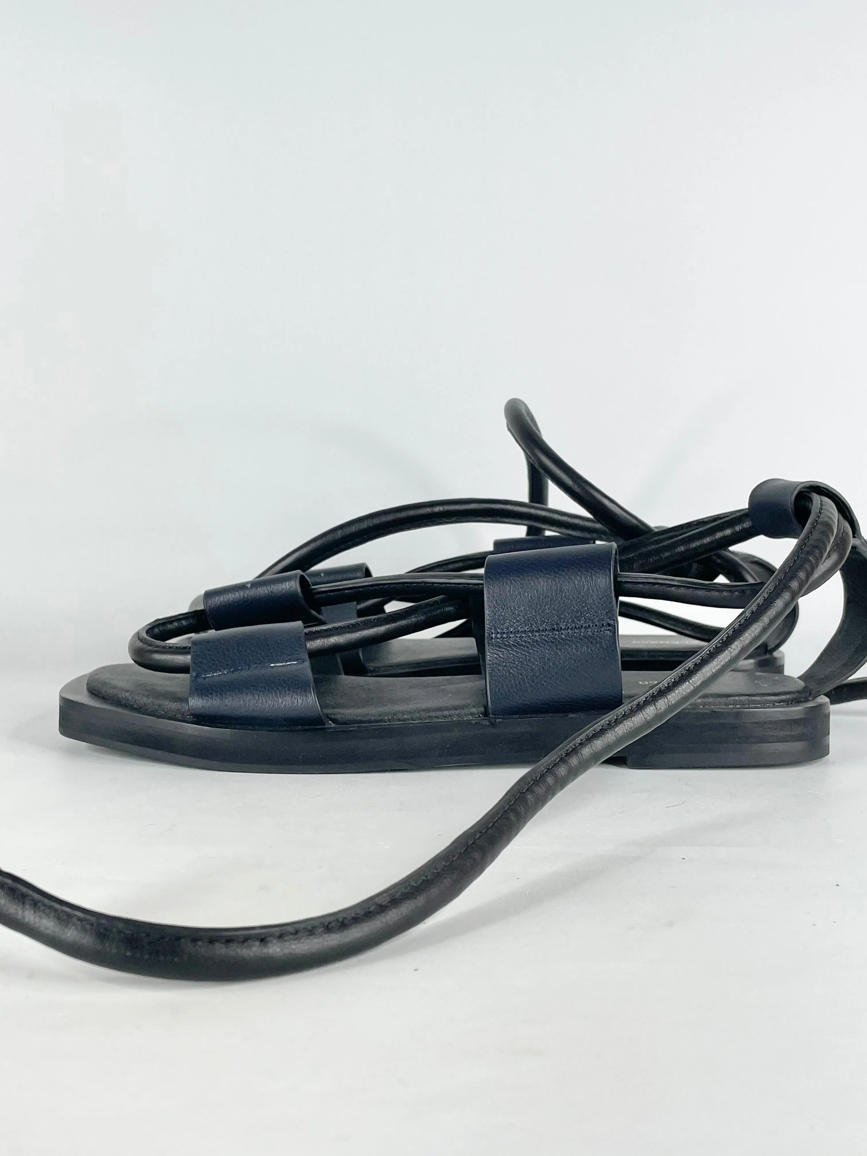 Alpha60 Black Leather Chunky Lace Sandals - EU41
