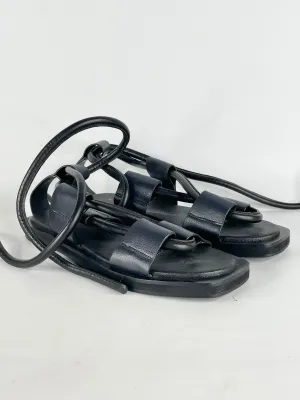Alpha60 Black Leather Chunky Lace Sandals - EU41