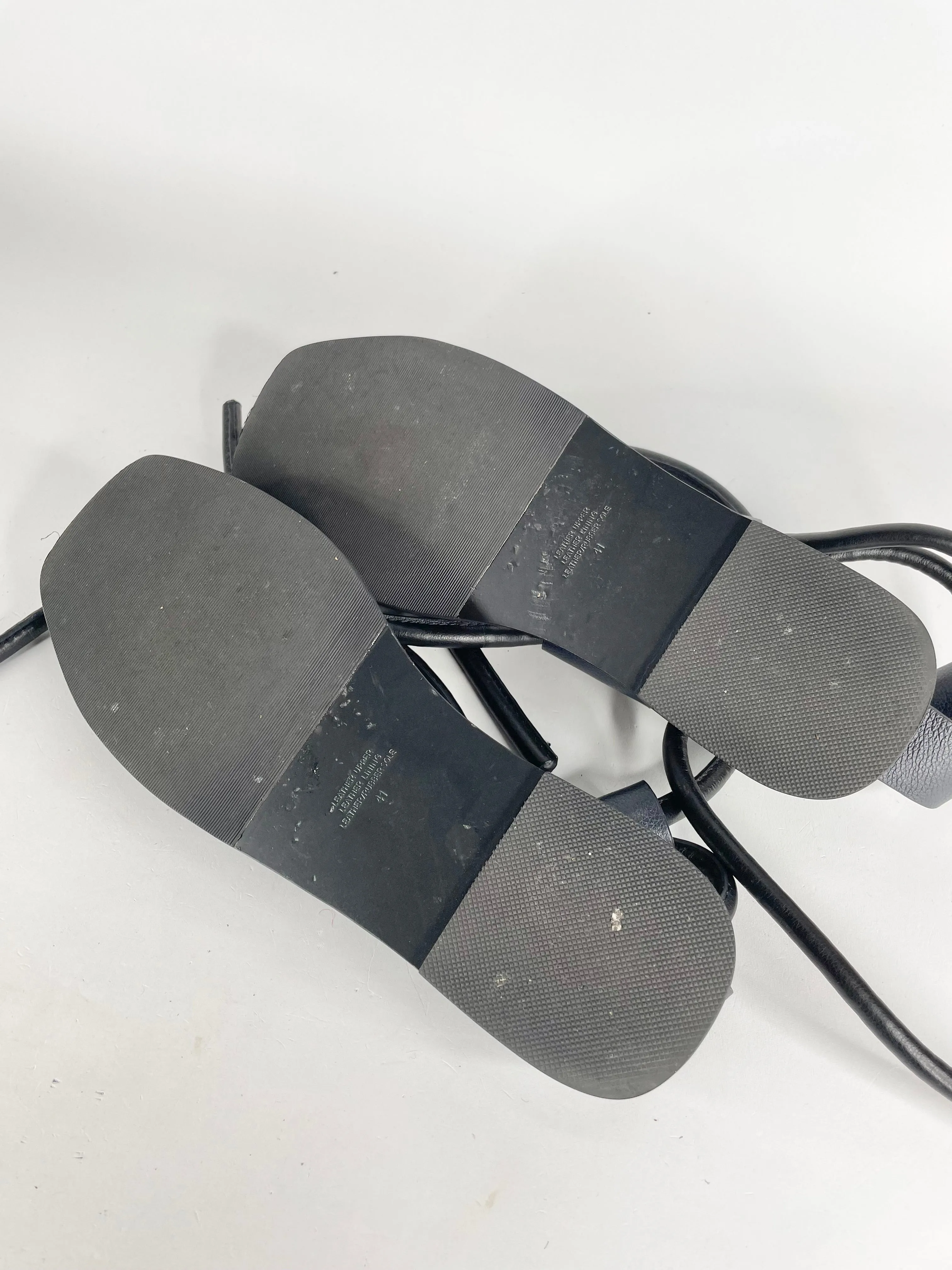 Alpha60 Black Leather Chunky Lace Sandals - EU41