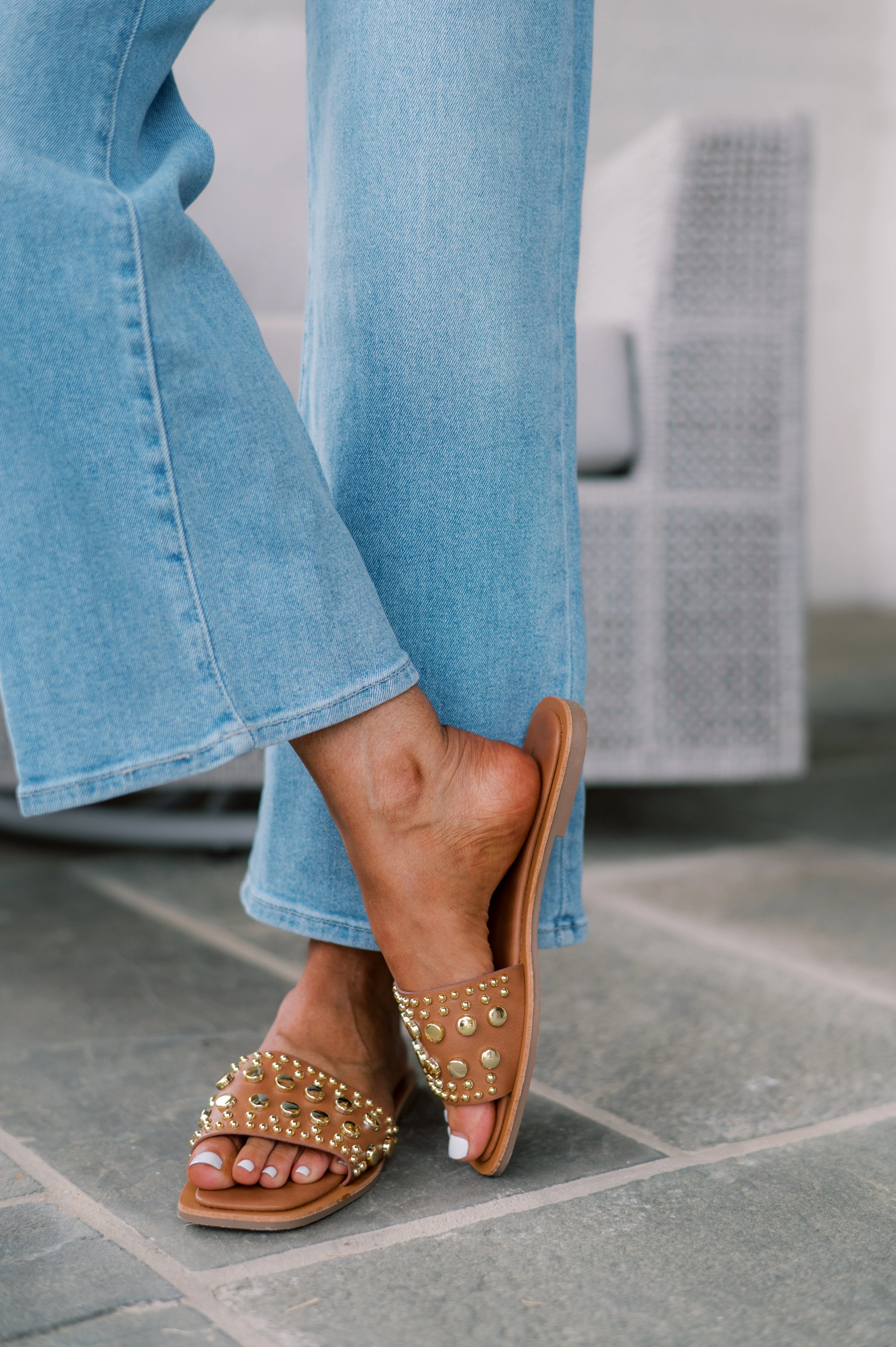 Amozae-Mindee Studded Sandal- Tan