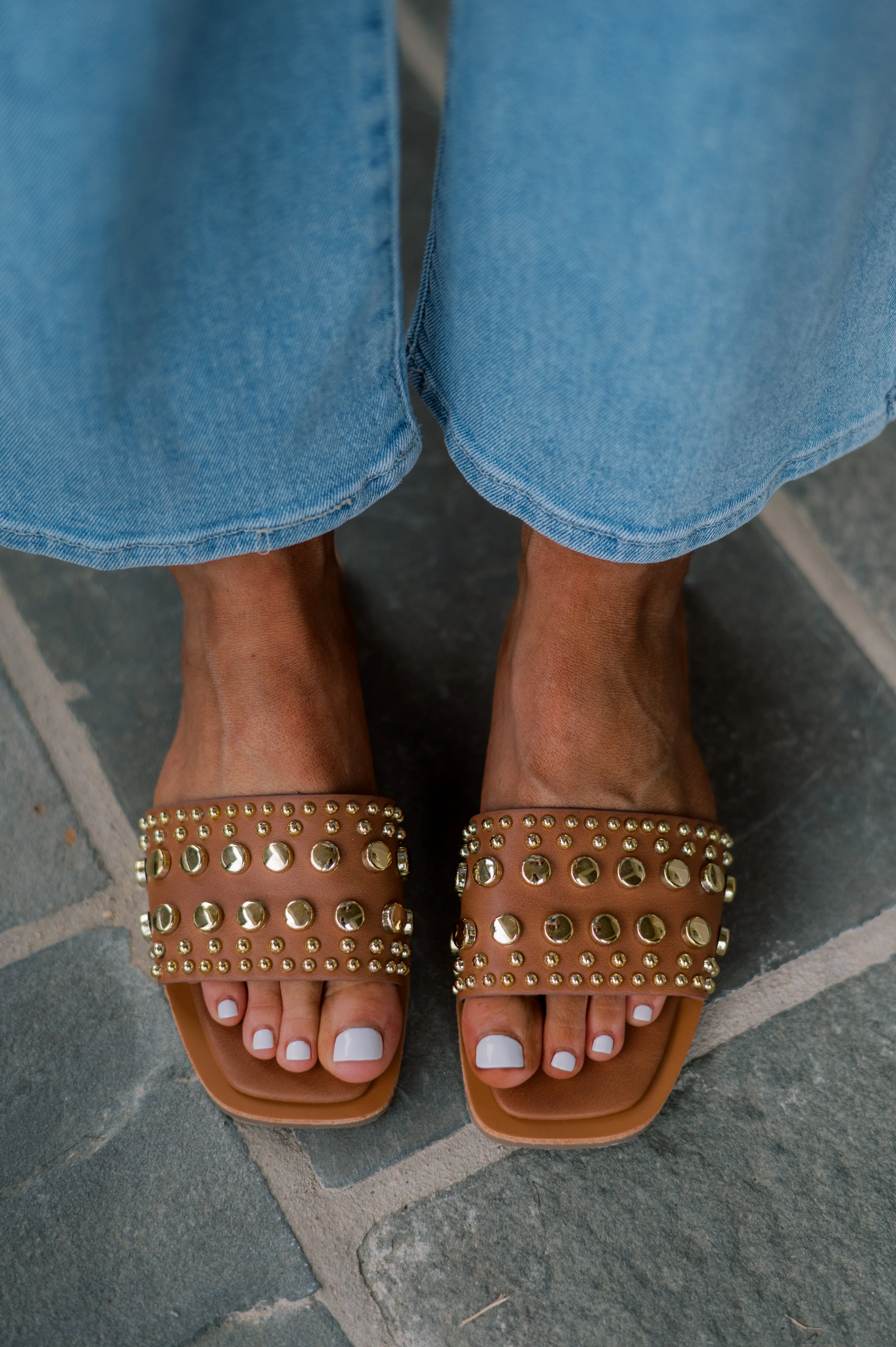 Amozae-Mindee Studded Sandal- Tan