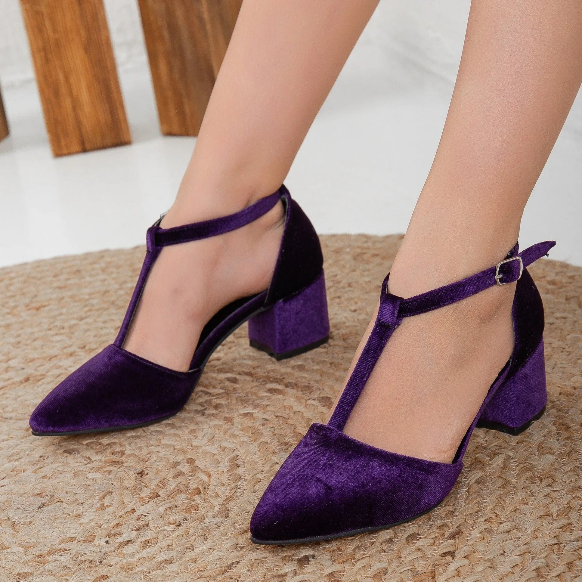 Anicette - Purple Velvet Heels