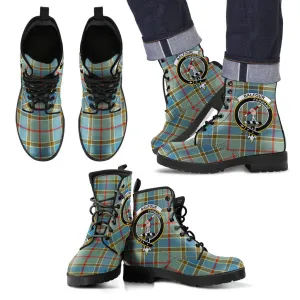 Balfour Blue Tartan Clan Badge Leather Boots