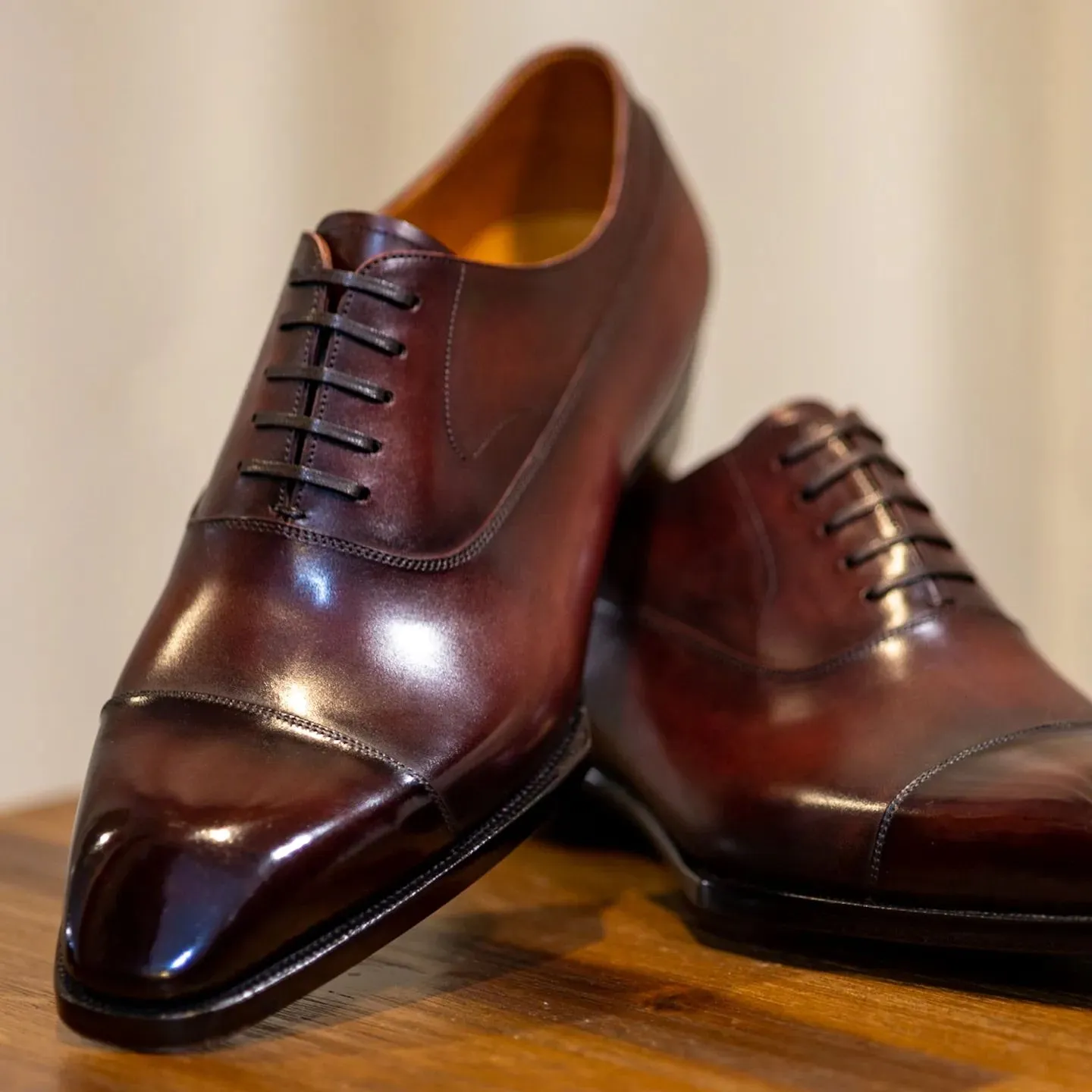 Brown Leather Palencia Toe Cap Oxford Shoes - AW24