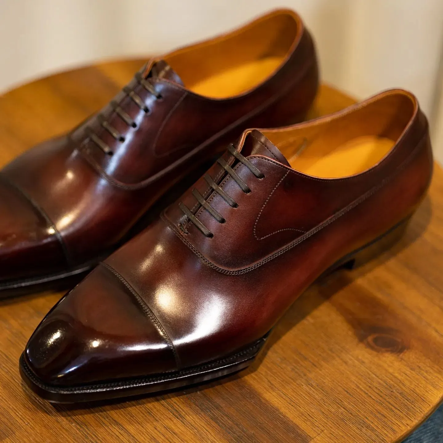 Brown Leather Palencia Toe Cap Oxford Shoes - AW24