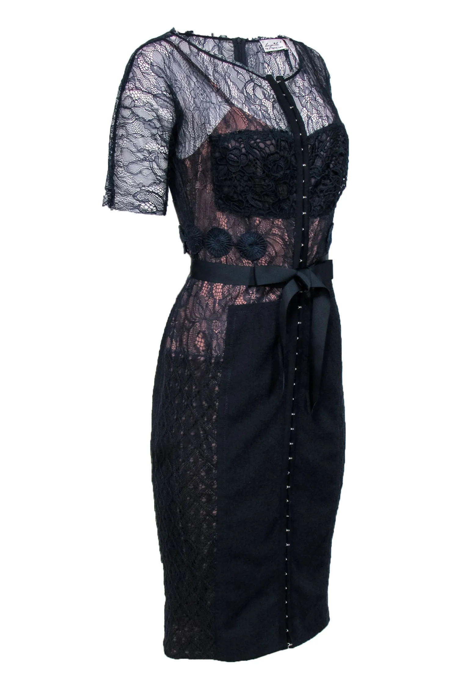 Bryon Lars - Navy Lace Midi Dress Sz 6