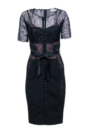 Bryon Lars - Navy Lace Midi Dress Sz 6
