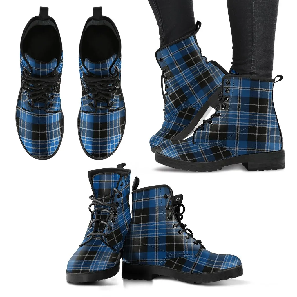 Clergy Blue Tartan Leather Boots
