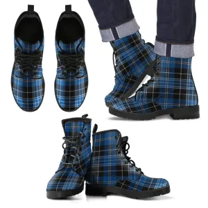 Clergy Blue Tartan Leather Boots