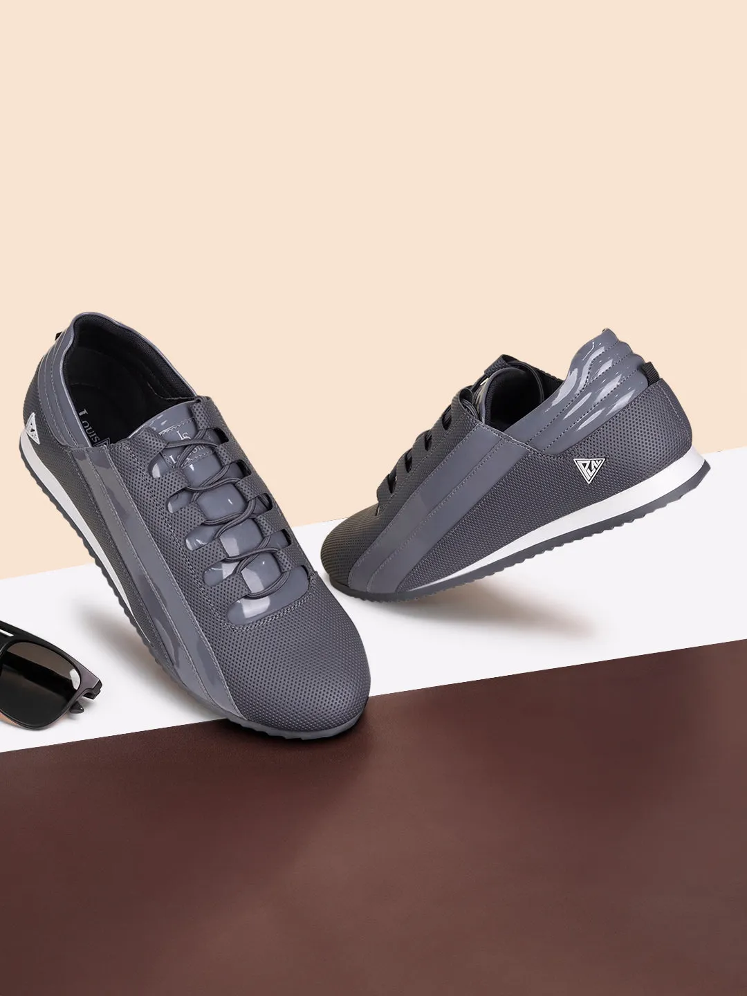 Dutch Grey Fashion Color Blocked Lace-Up Sneaker