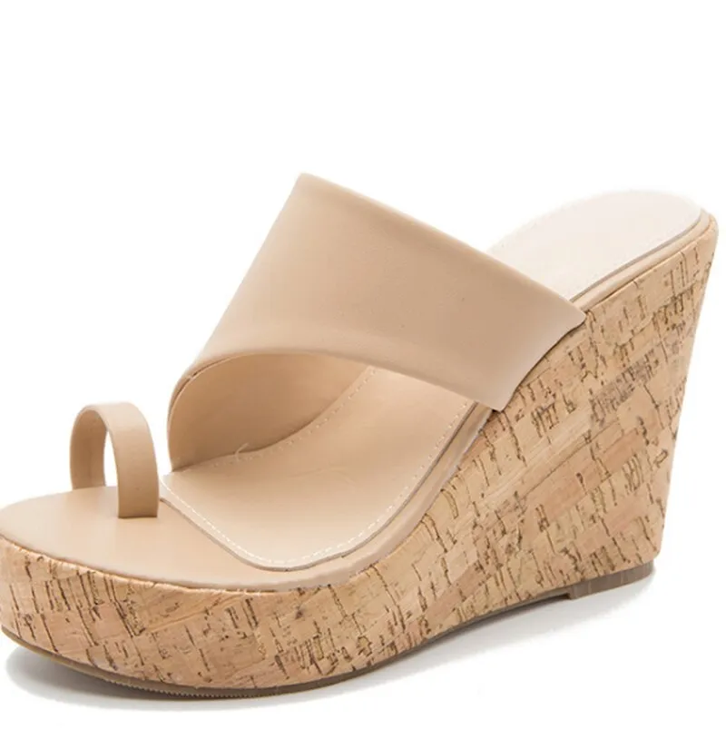 elveswallet PU Leather Chunky High Heels Slippers