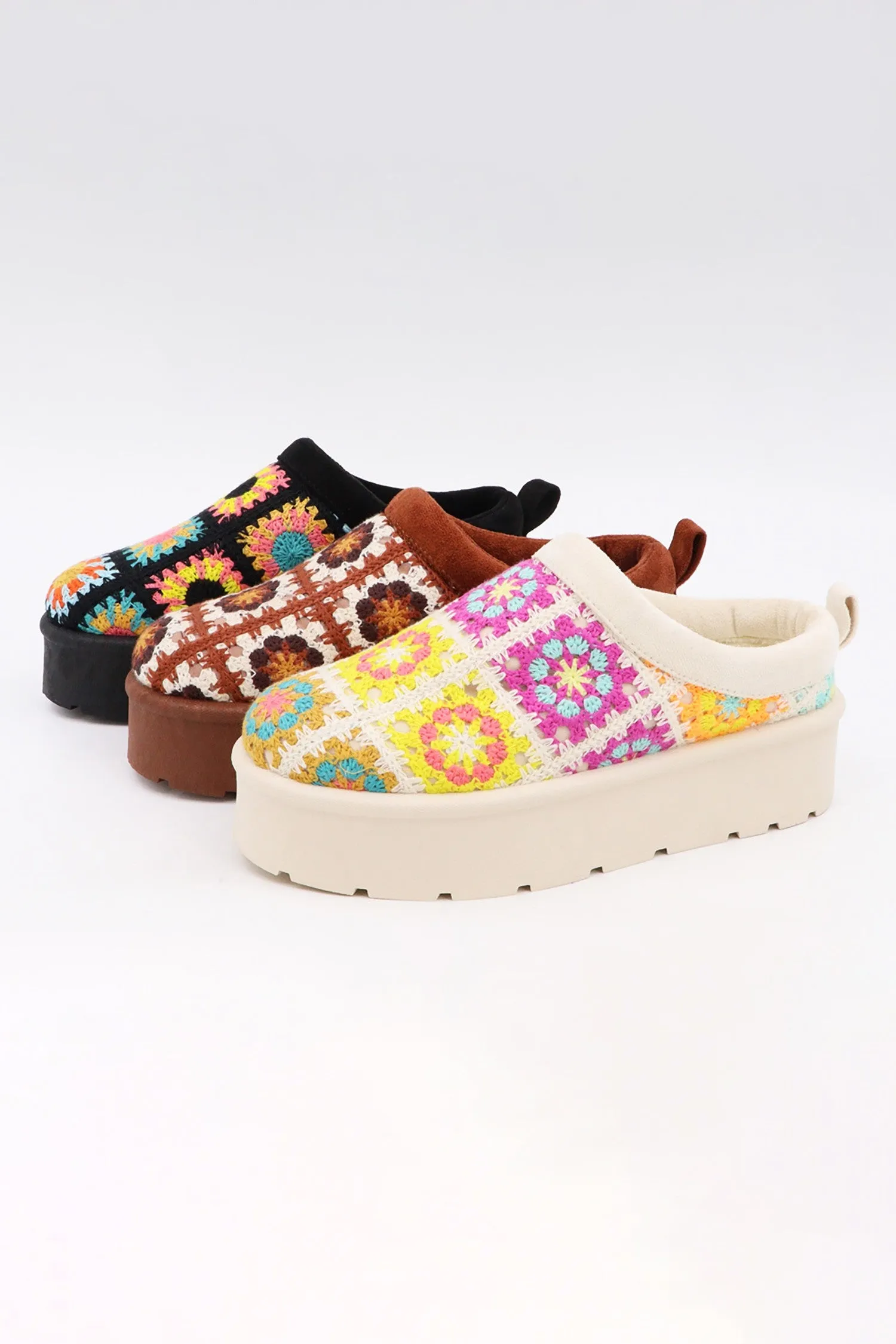 FROSTY-41 Beige Ivory Multi Slip On Clog - Closed Toe, Faux Fur Lining