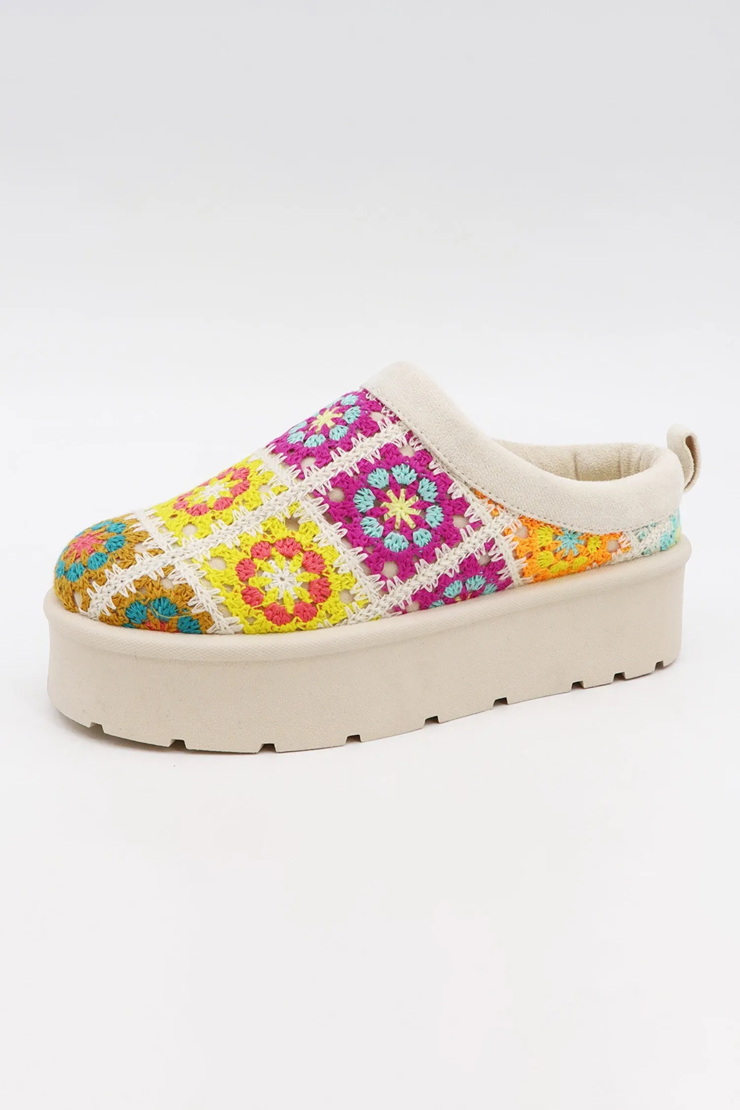 FROSTY-41 Beige Ivory Multi Slip On Clog - Closed Toe, Faux Fur Lining