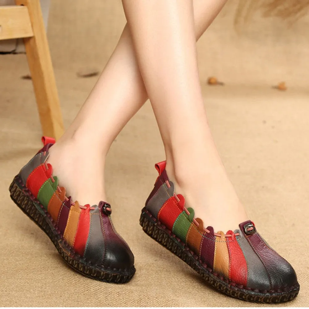Genuine Leather Retro Style Ladies Shoes
