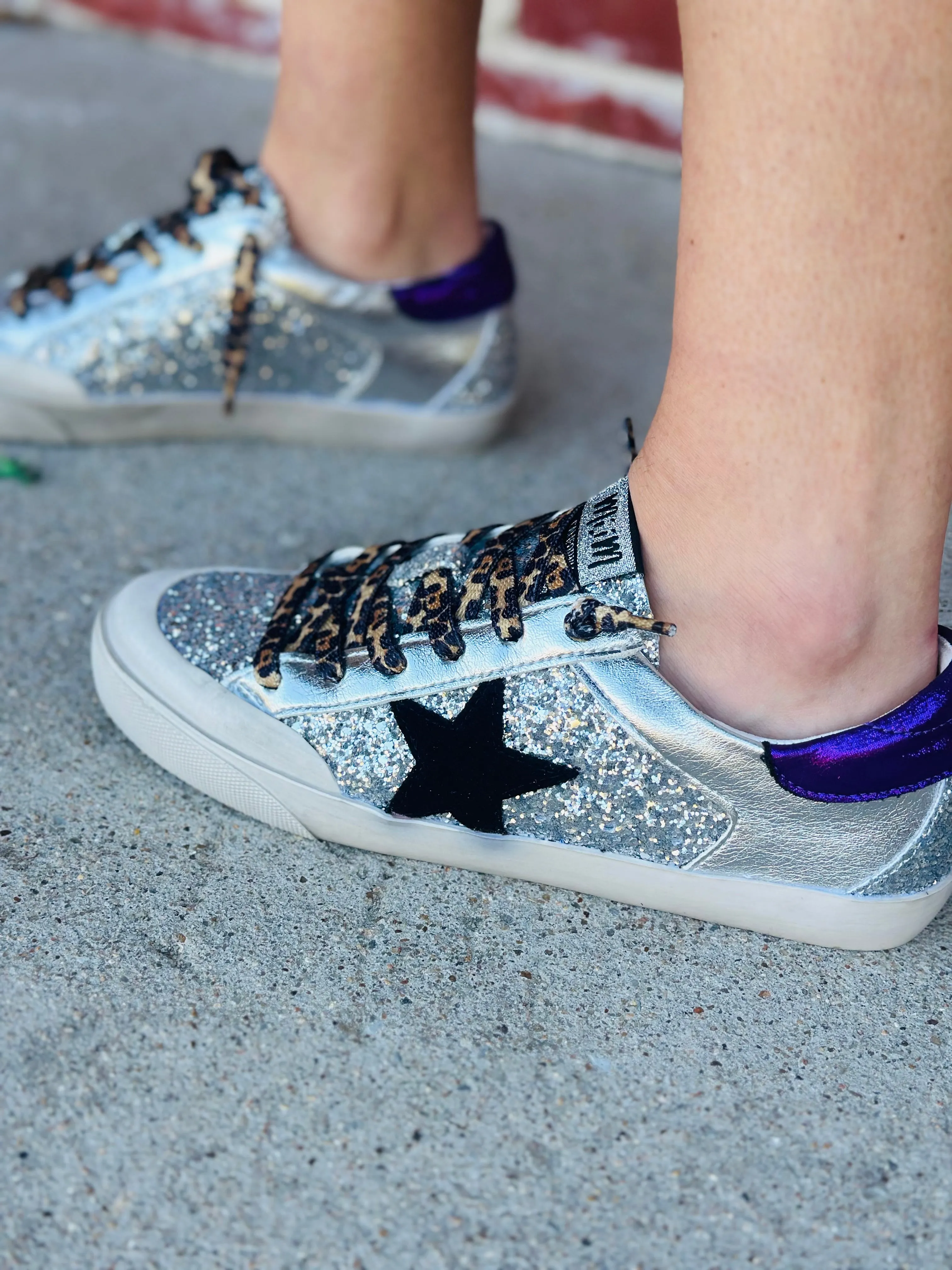 Haber Silver & Purple Star Tennis Shoes