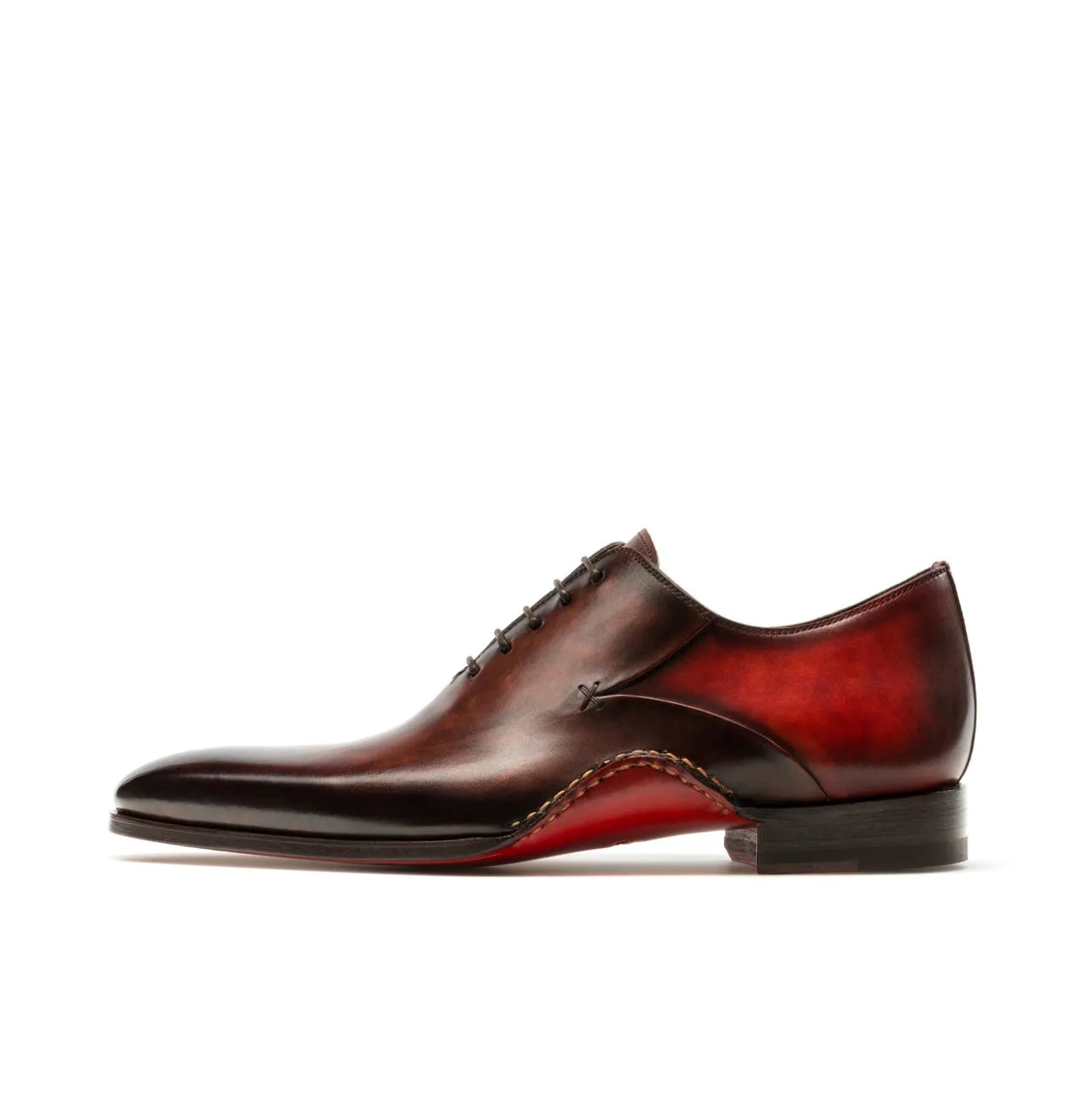 Height Increasing Reddish Brown Leather Cobar Oxfords Shoes