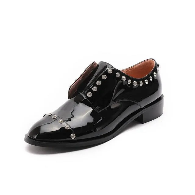 High Quality Women Oxford Flats Mixed Colors Casual Shoes Woman Genuine Leather Bow-knot Slip-on Round Creeper Brogue Loafers