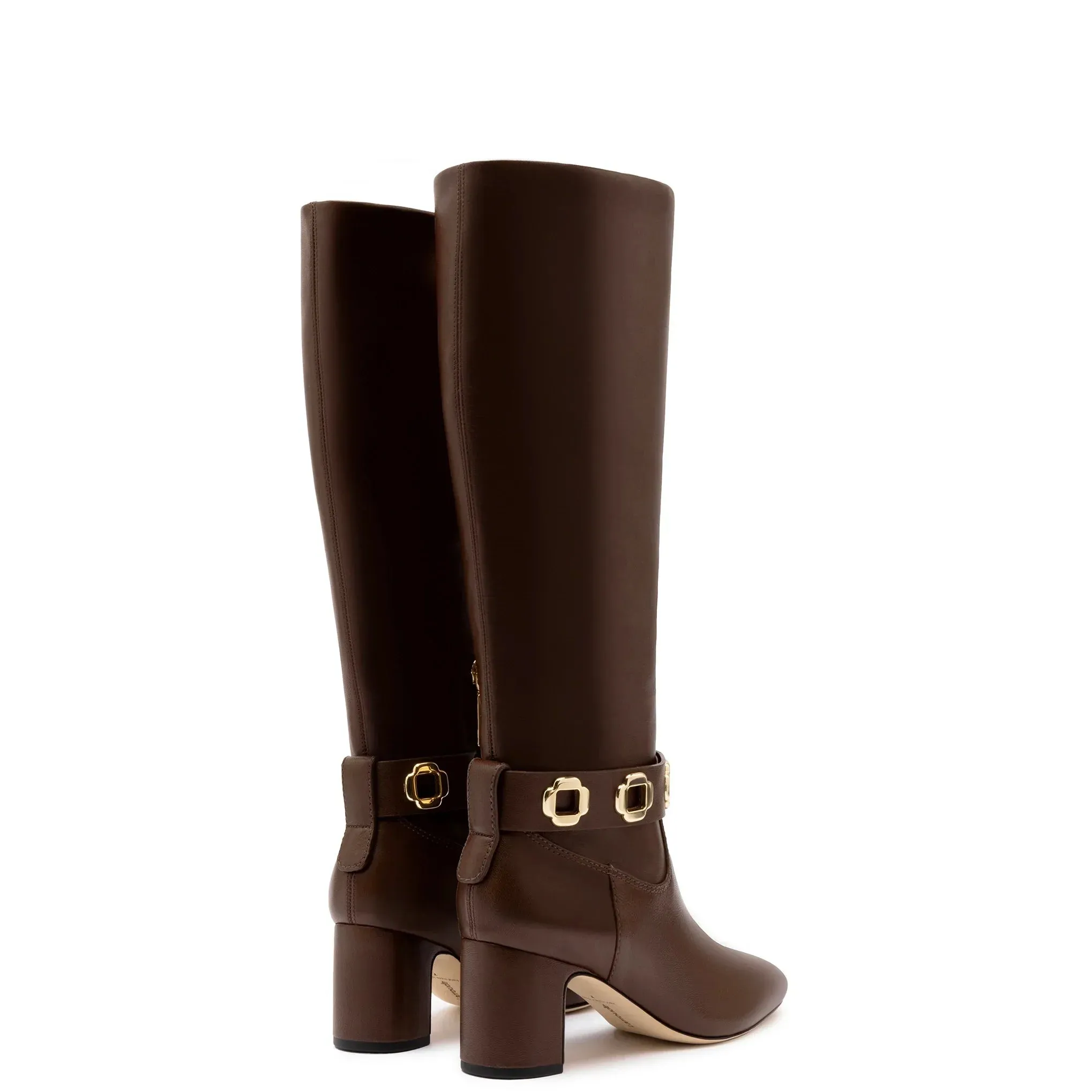 Larroude Milan Block Boot In Cognac Leather