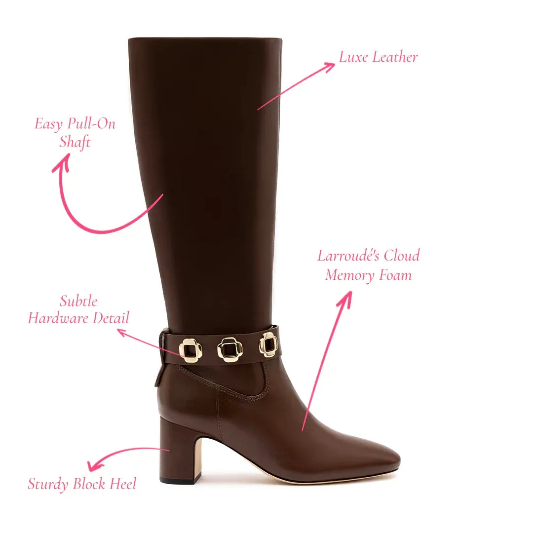 Larroude Milan Block Boot In Cognac Leather