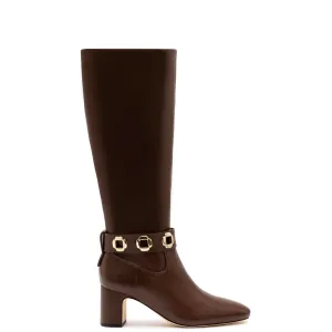 Larroude Milan Block Boot In Cognac Leather