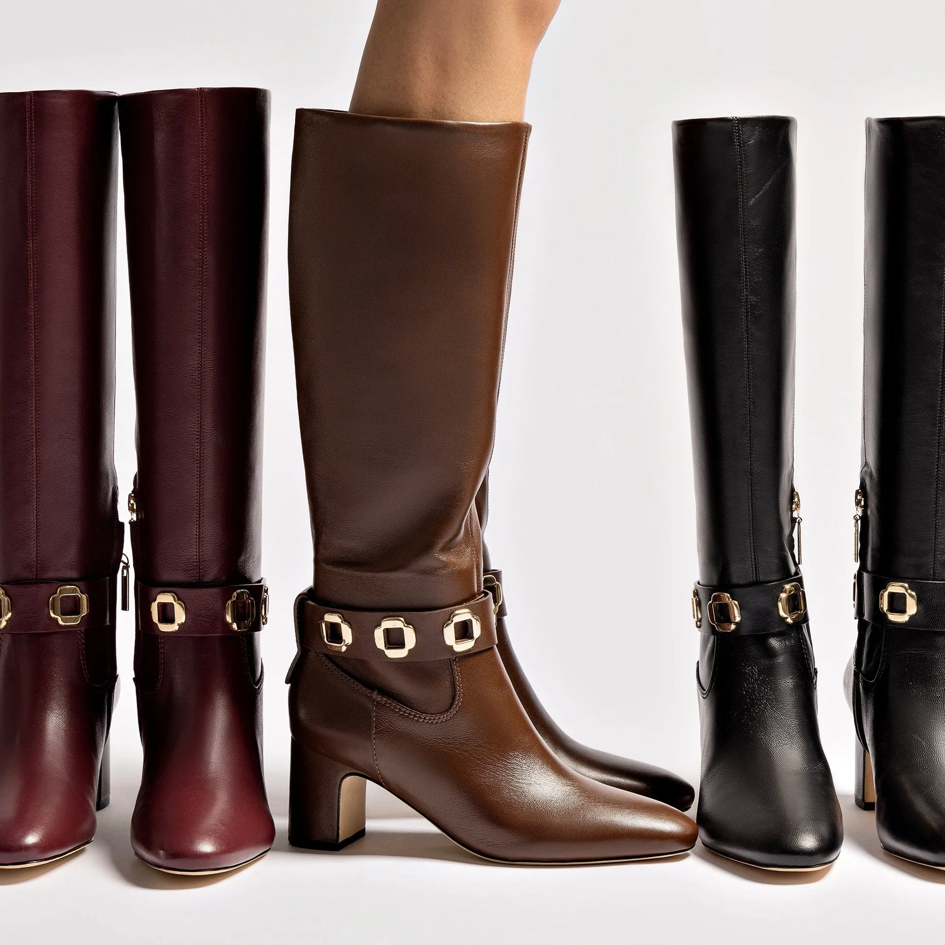 Larroude Milan Block Boot In Cognac Leather