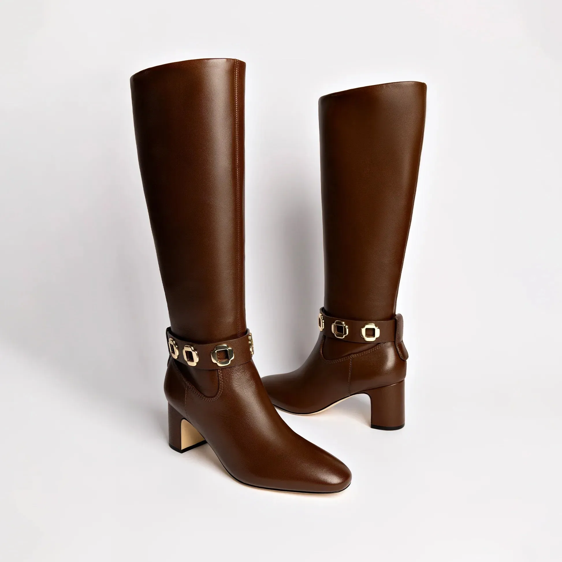 Larroude Milan Block Boot In Cognac Leather