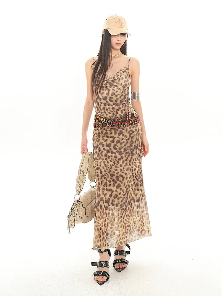 Leopard Print Sheer Maxi Dress