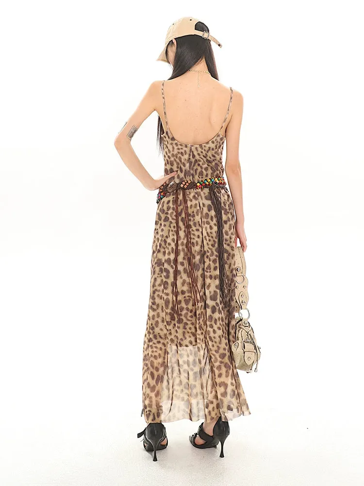 Leopard Print Sheer Maxi Dress