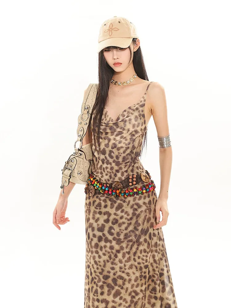 Leopard Print Sheer Maxi Dress