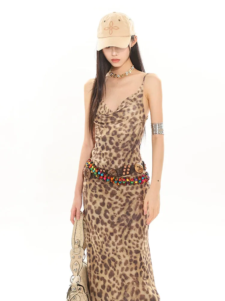 Leopard Print Sheer Maxi Dress
