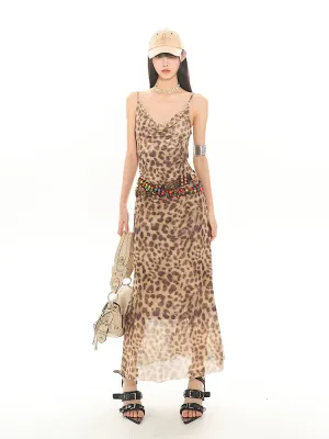 Leopard Print Sheer Maxi Dress