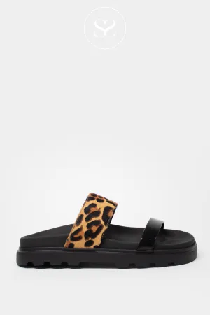 LODI HOL5515INO BLACK AND LEOPARD PRINT SLIDER SANDAL