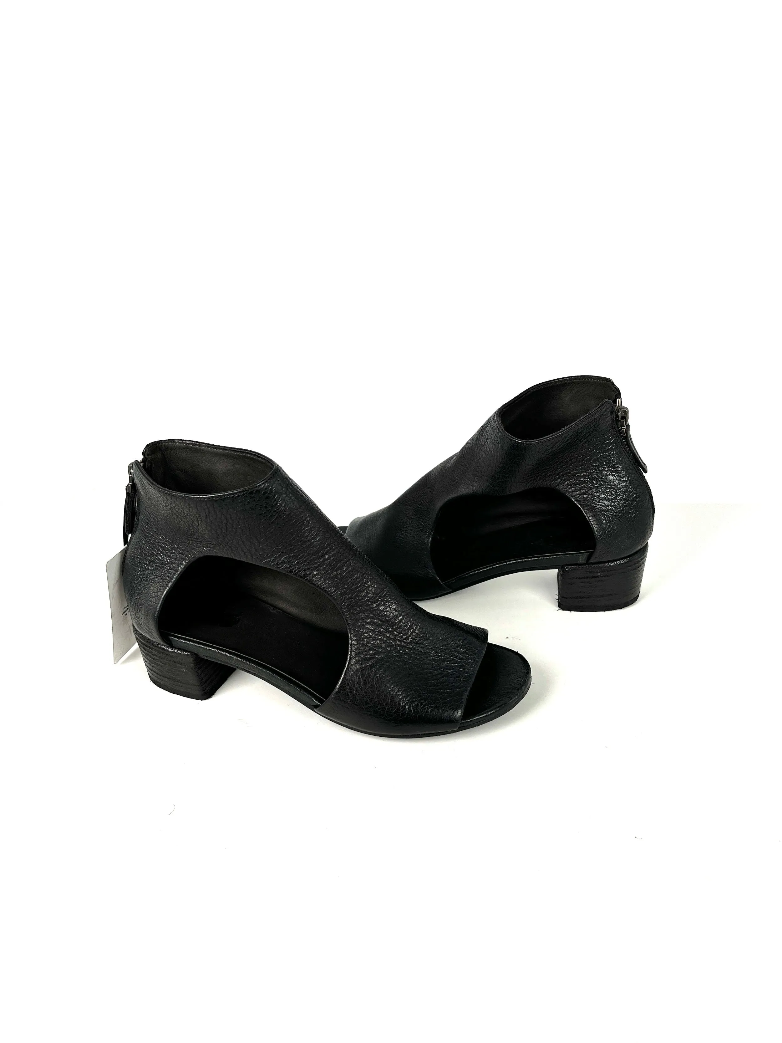New MARSELL Black Leather Cut Out Ankle Boot Sandals 38 8