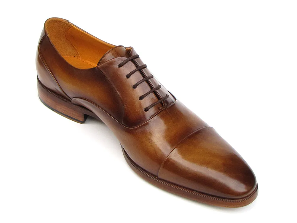 Paul Parkman Men's Captoe Oxfords Brown Leather Shoes (Id#074)