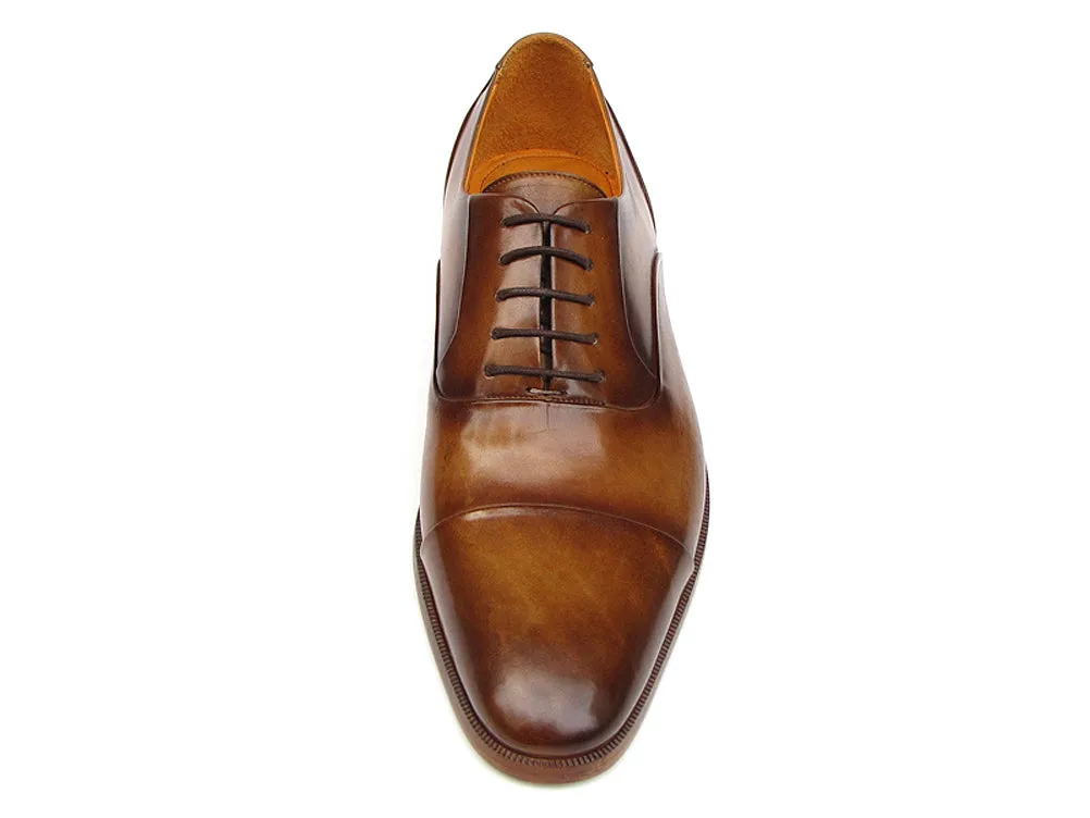 Paul Parkman Men's Captoe Oxfords Brown Leather Shoes (Id#074)