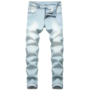 Skinny Pencil Pants Mid Waist Nostalgic Jeans Elasticity Men's Jeans