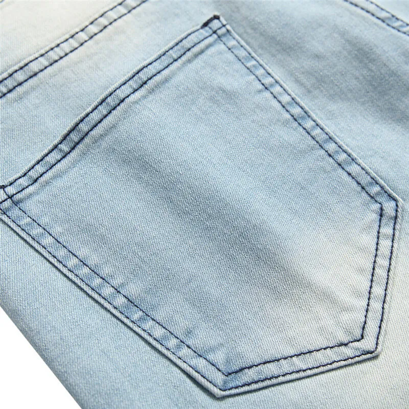Skinny Pencil Pants Mid Waist Nostalgic Jeans Elasticity Men's Jeans