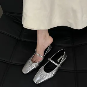 Sohiwoo Luxury Designer Women Mary Jane Shoes Fashion Elegant Shallow Soft Sole Shoes Ladies Outdoor Dress Flats Summer Shoes