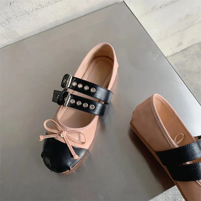 Sohiwoo Riband Ankle Strappy Women Ballet Flats  Ins Style Buckle Belt Slip-ons Ballerina Shoes Woman Soft Outsole Girls Footwear