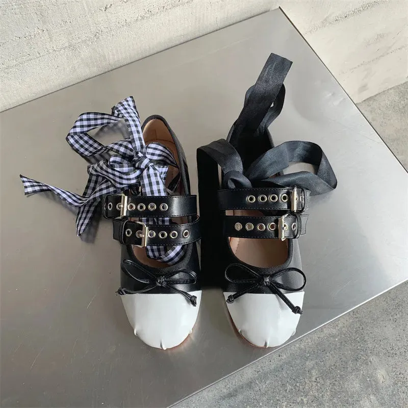 Sohiwoo Riband Ankle Strappy Women Ballet Flats  Ins Style Buckle Belt Slip-ons Ballerina Shoes Woman Soft Outsole Girls Footwear