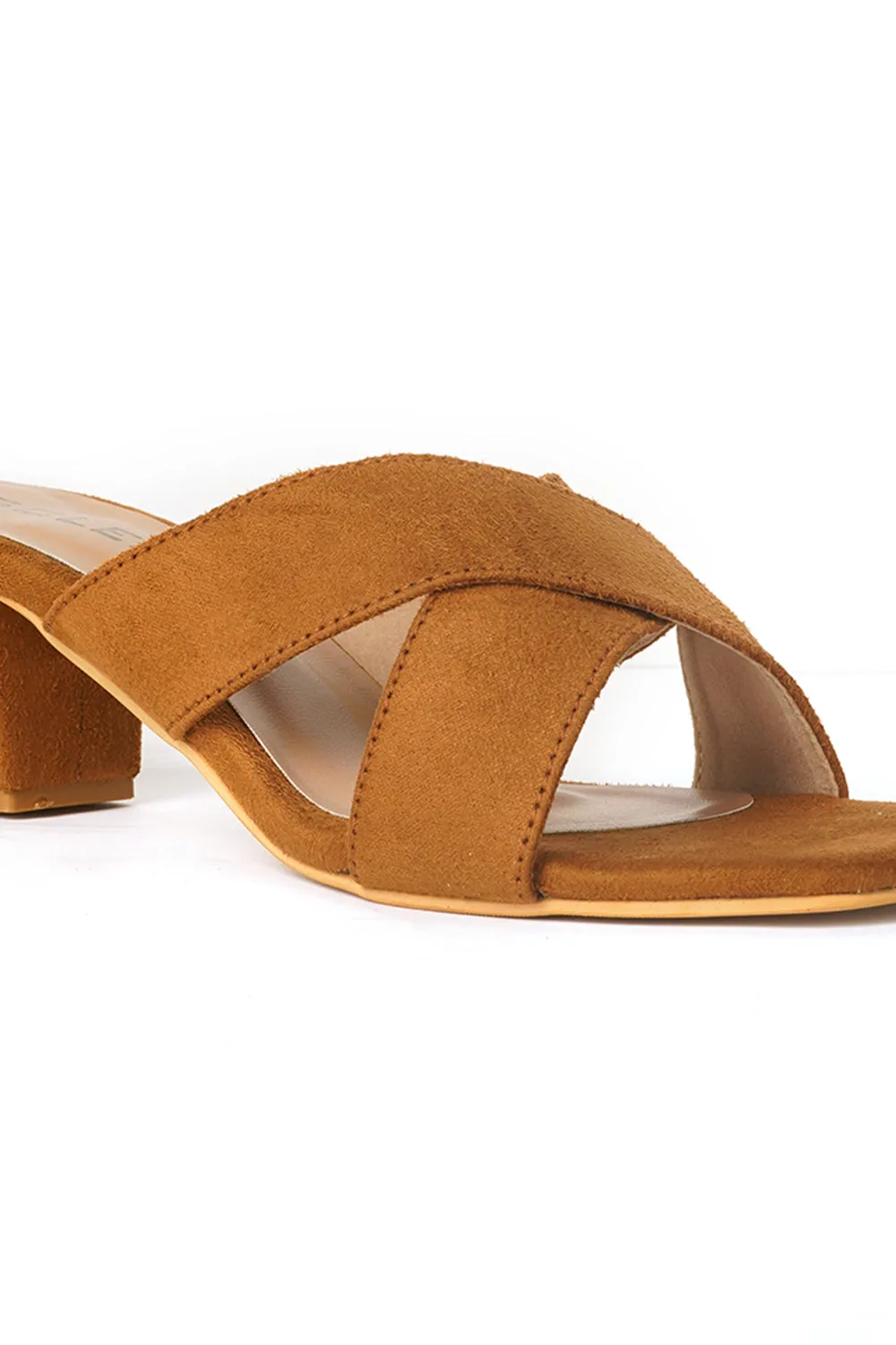 SOLES Cross Strap Block Heels