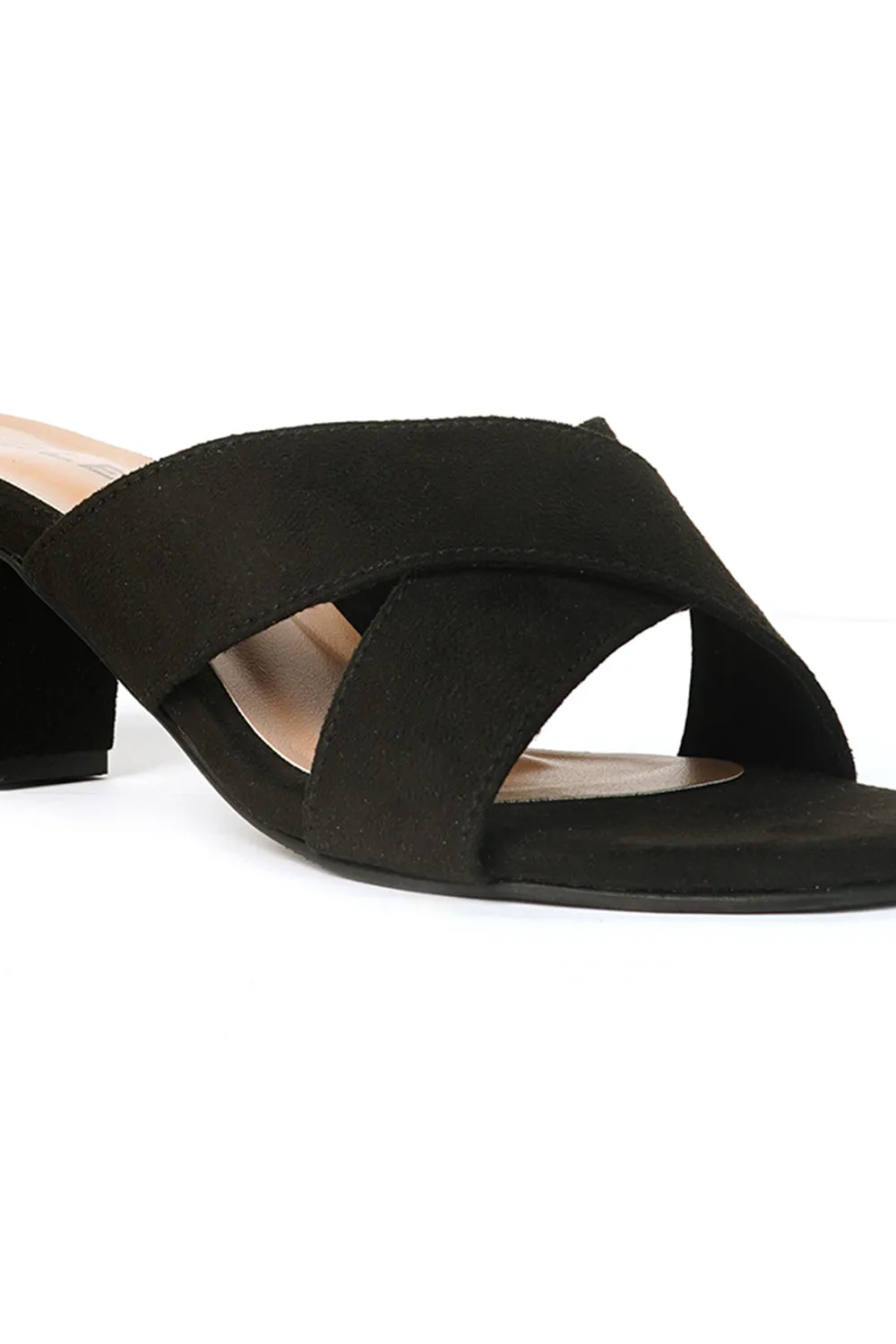 SOLES Cross Strap Block Heels