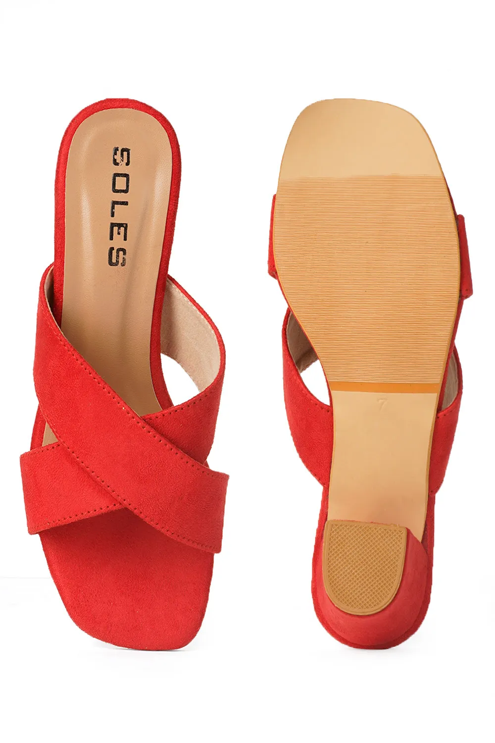SOLES Cross Strap Block Heels