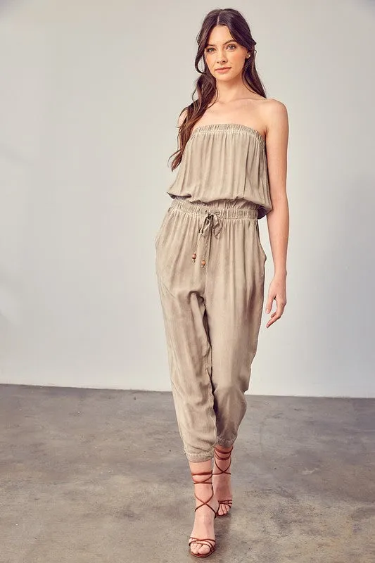Strapless Tube Top Jogger Jumpsuit